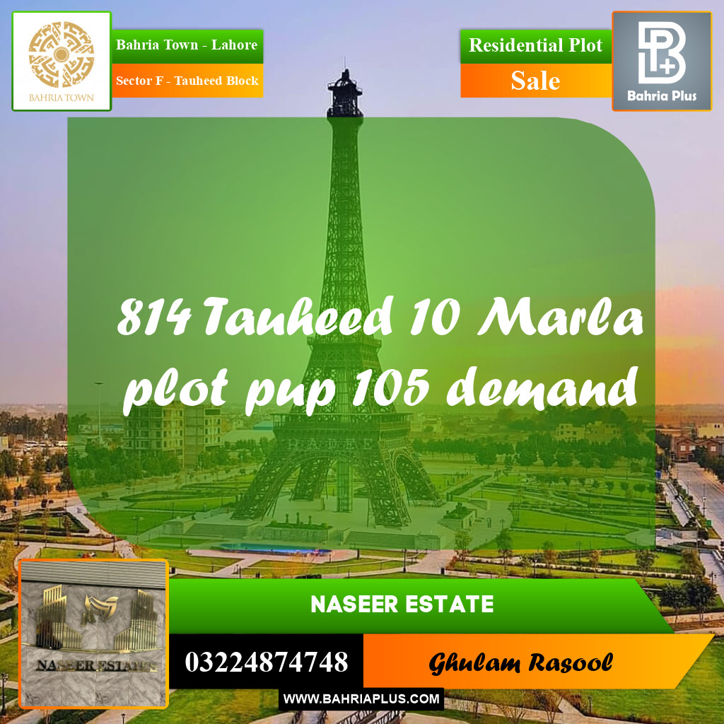 Residential Plot for Sale in Sector F - Tauheed Block -  Bahria Town, Lahore - (BP-160832)