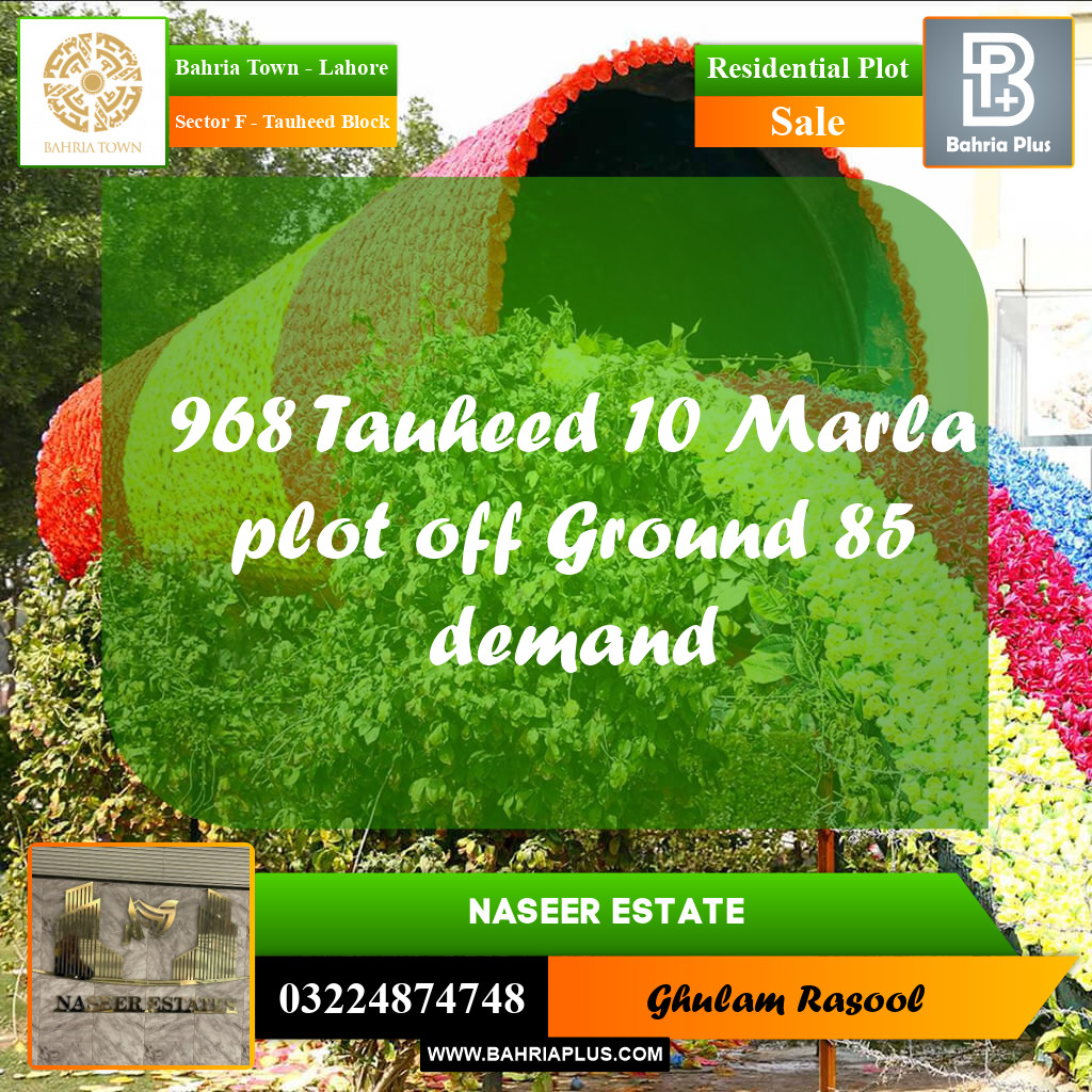 Residential Plot for Sale in Sector F - Tauheed Block -  Bahria Town, Lahore - (BP-160837)