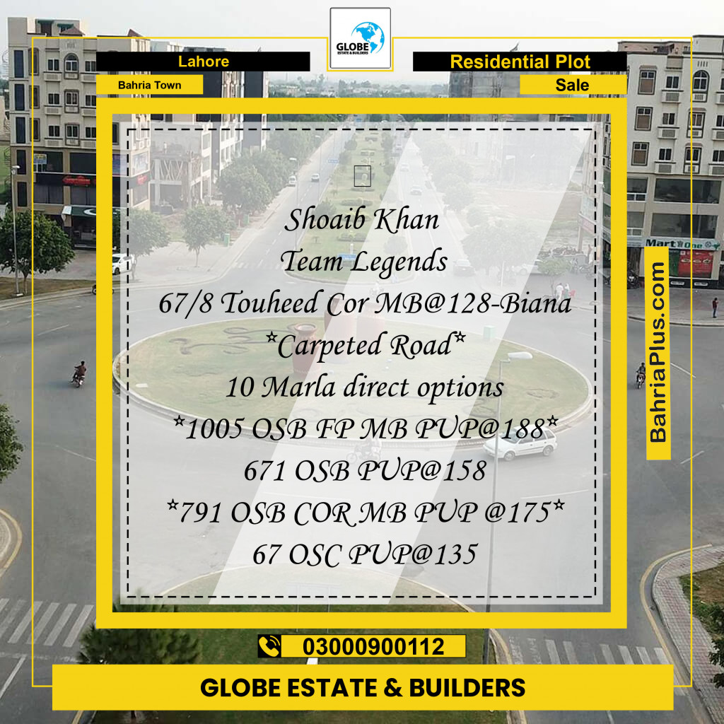 Residential Plot for Sale in Sector F - Tauheed Block -  Bahria Town, Lahore - (BP-160856)