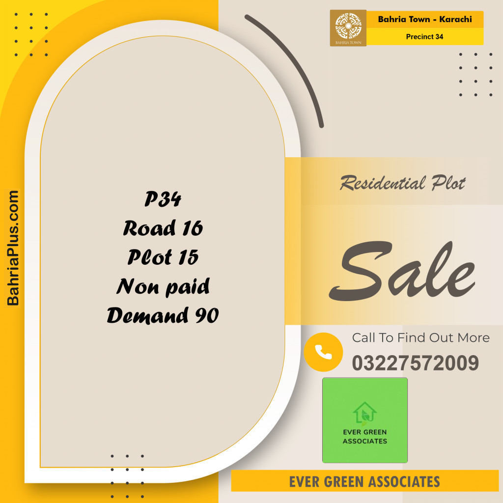 250 Sq. Yards Residential Plot for Sale in Precinct 34 -  Bahria Town, Karachi - (BP-160866)