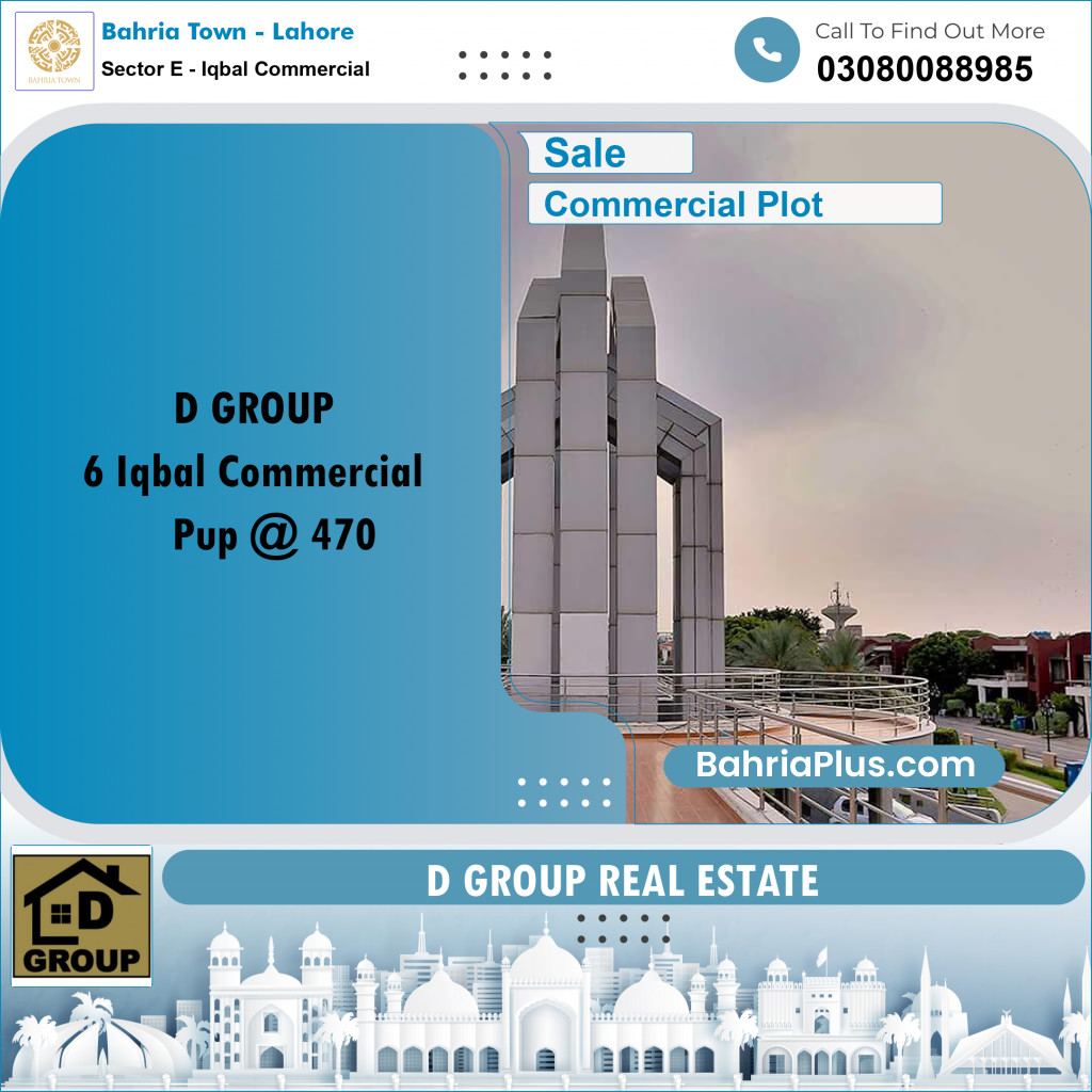 Commercial Plot for Sale in Sector E - Iqbal Commercial -  Bahria Town, Lahore - (BP-160904)