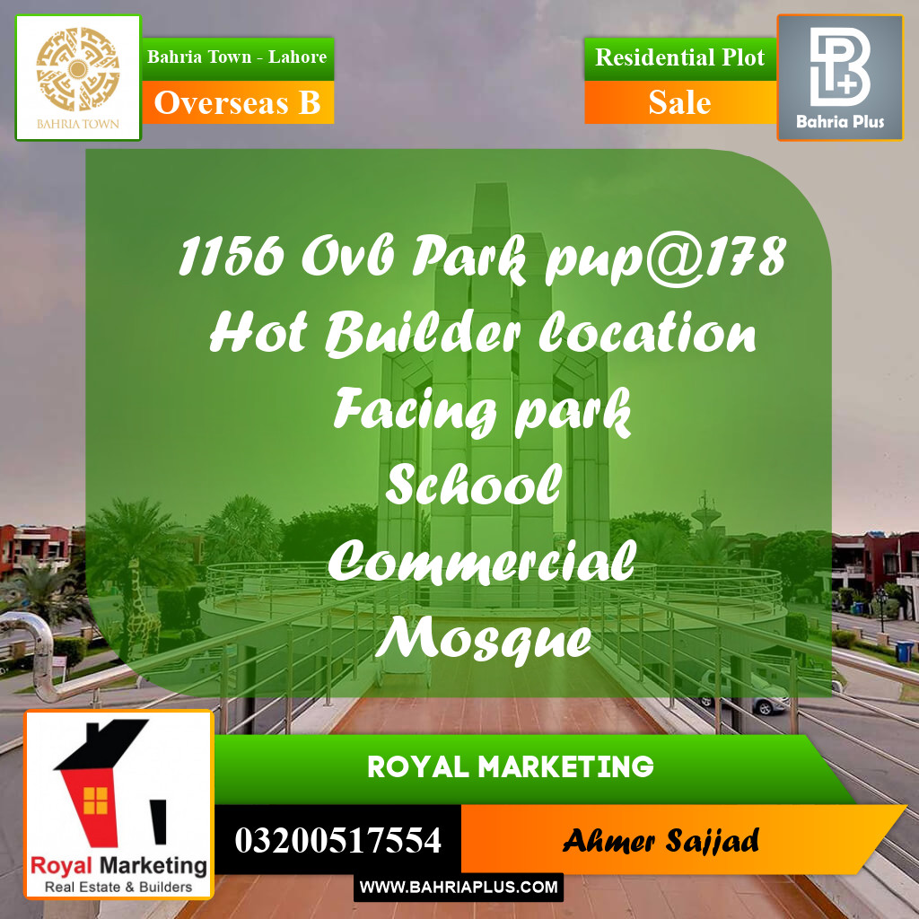 Residential Plot for Sale in Overseas B -  Bahria Town, Lahore - (BP-160928)