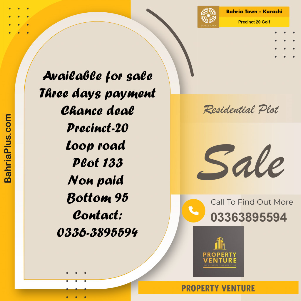 500 Sq. Yards Residential Plot for Sale in Precinct 20 Golf -  Bahria Town, Karachi - (BP-160942)