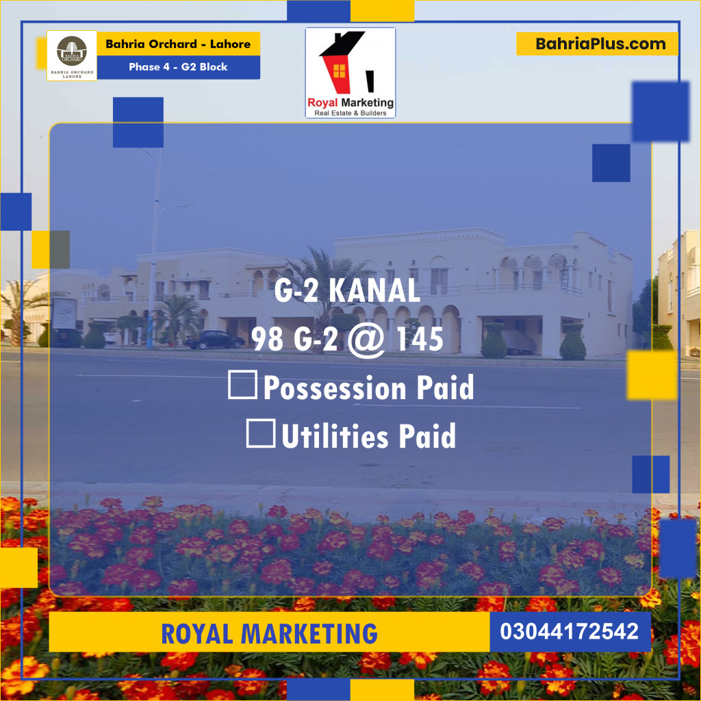 Residential Plot for Sale in Phase 4 - G2 Block -  Bahria Orchard, Lahore - (BP-160967)