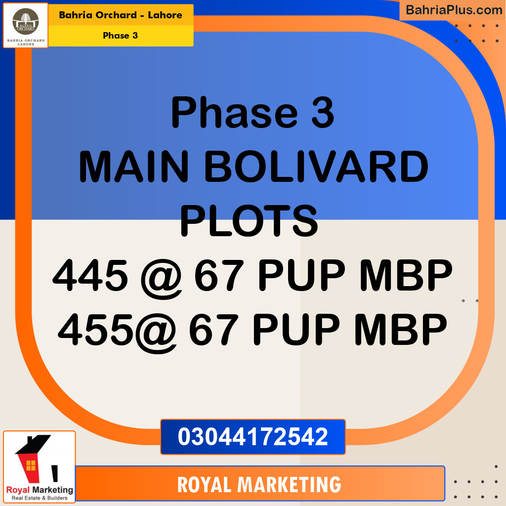 Residential Plot for Sale in Phase 3 -  Bahria Orchard, Lahore - (BP-160971)