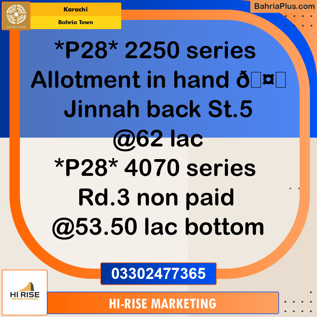 125 Sq. Yards Residential Plot for Sale in Precinct 28 -  Bahria Town, Karachi - (BP-160986)