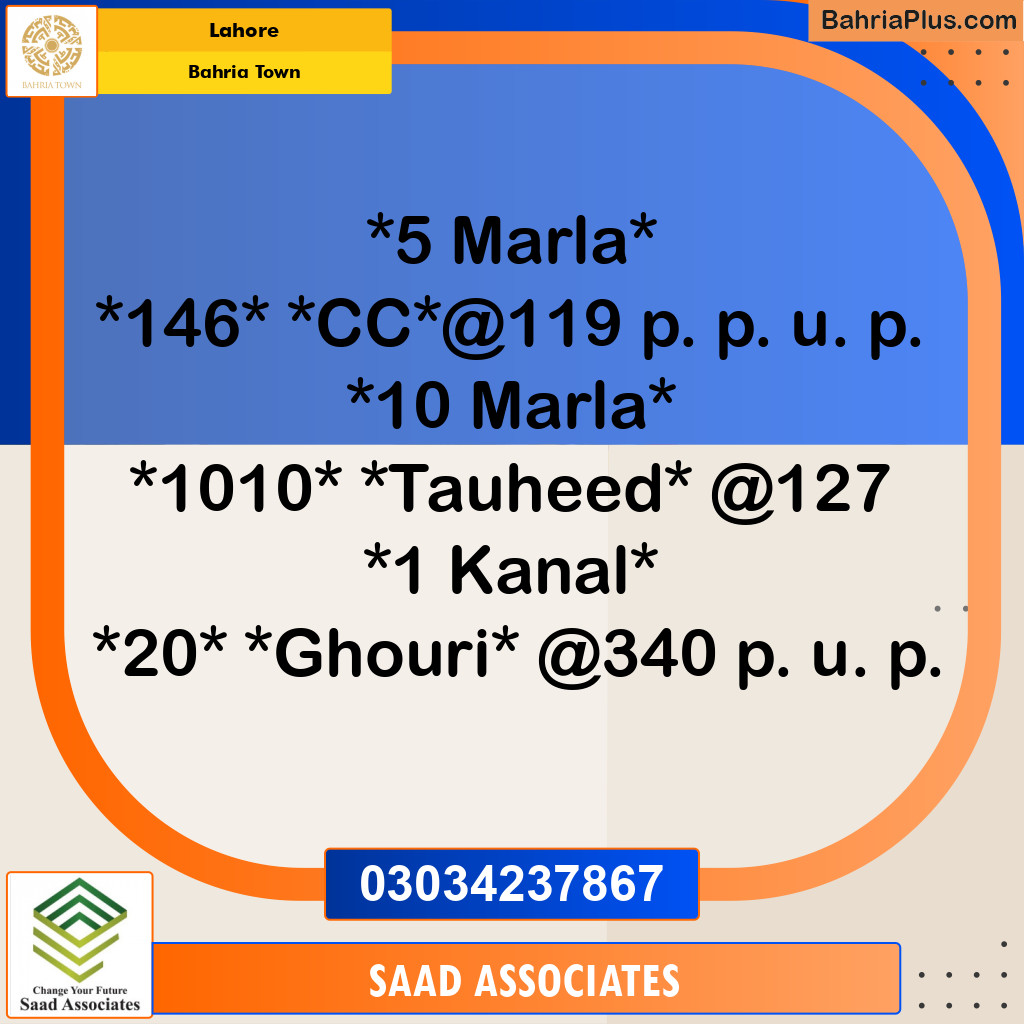Residential Plot for Sale in Sector D - CC Block -  Bahria Town, Lahore - (BP-161016)