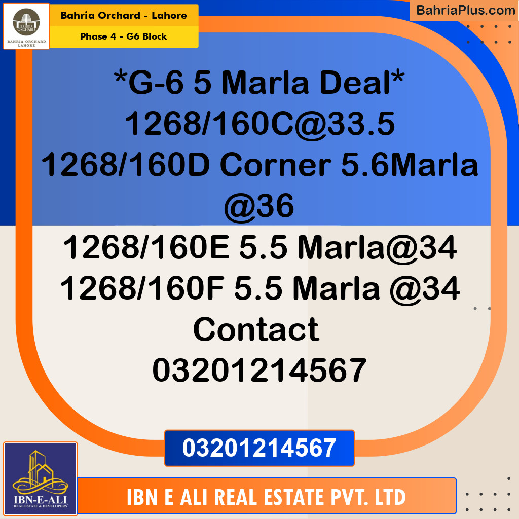 Residential Plot for Sale in Phase 4 - G6 Block -  Bahria Orchard, Lahore - (BP-161018)