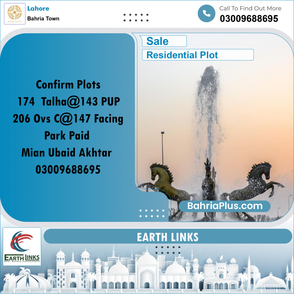Residential Plot for Sale in Sector F - Talha Block -  Bahria Town, Lahore - (BP-161026)