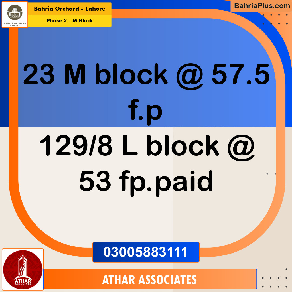 Residential Plot for Sale in Phase 2 - M Block -  Bahria Orchard, Lahore - (BP-161052)