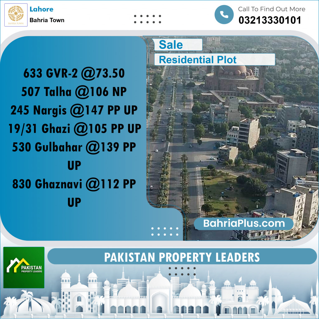 Residential Plot for Sale in Sector F - Talha Block -  Bahria Town, Lahore - (BP-161059)