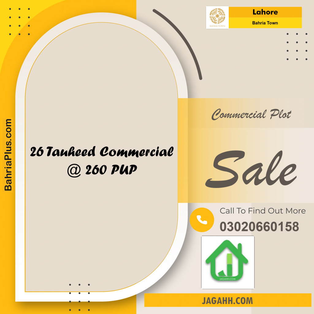 Commercial Plot for Sale in Sector F - Tauheed Commercial -  Bahria Town, Lahore - (BP-161060)