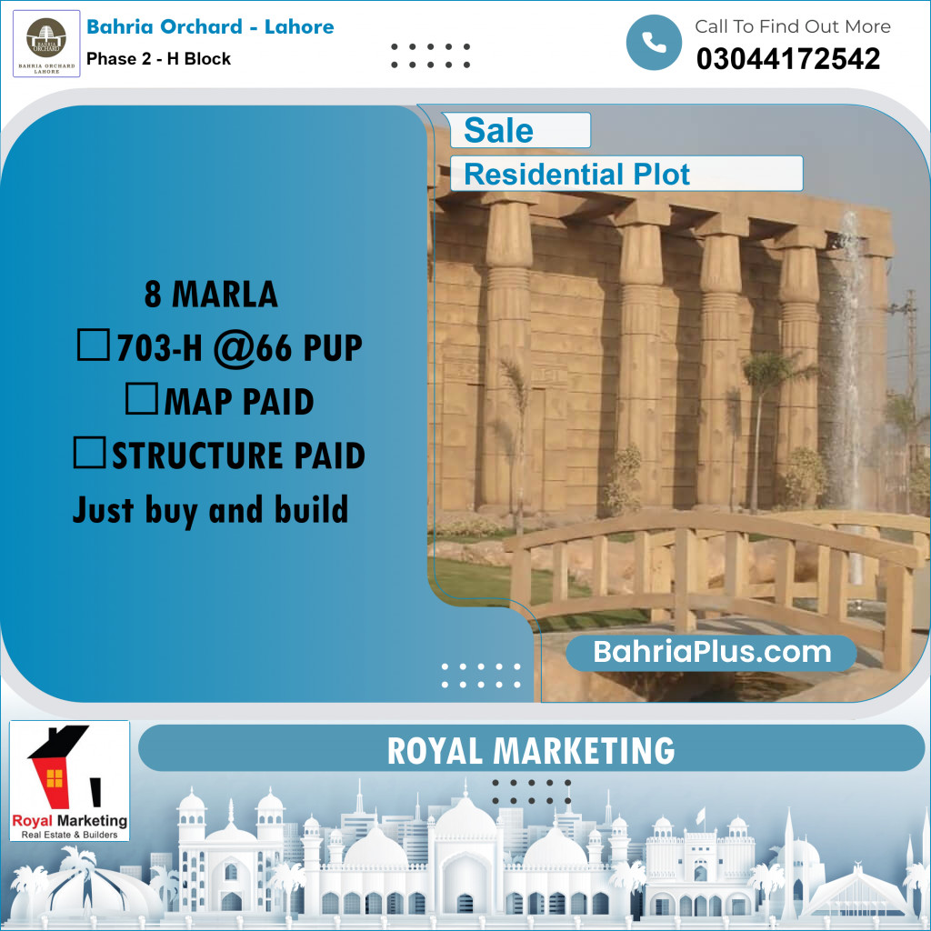 Residential Plot for Sale in Phase 2 - H Block -  Bahria Orchard, Lahore - (BP-161072)