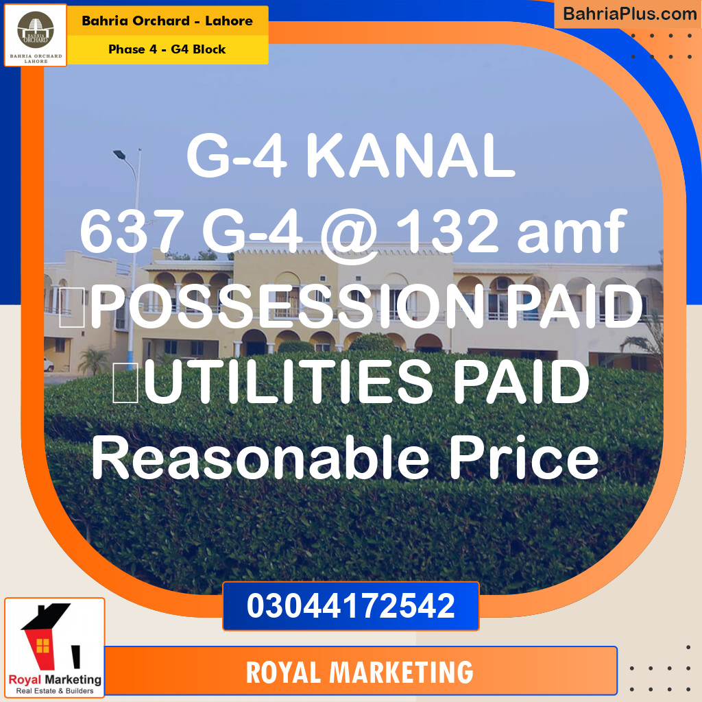Residential Plot for Sale in Phase 4 - G4 Block -  Bahria Orchard, Lahore - (BP-161088)