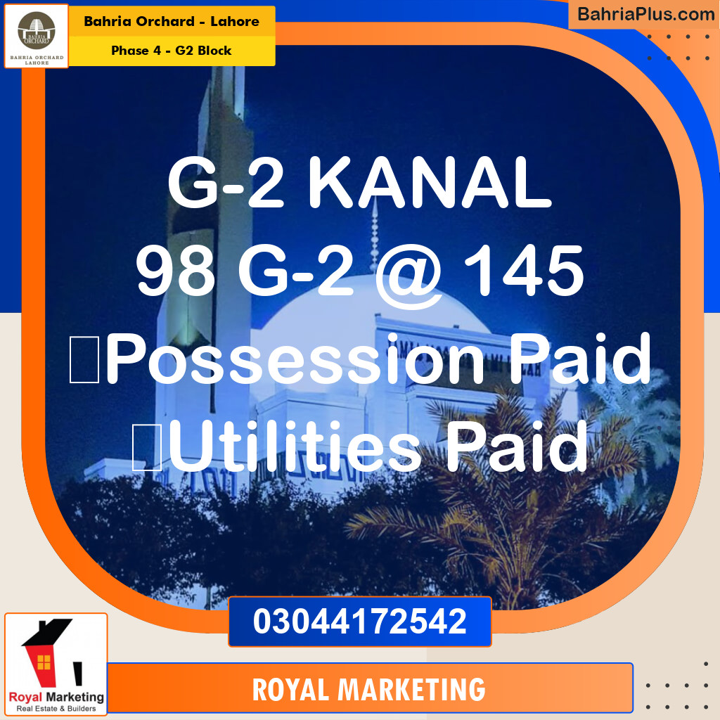 Residential Plot for Sale in Phase 4 - G2 Block -  Bahria Orchard, Lahore - (BP-161095)