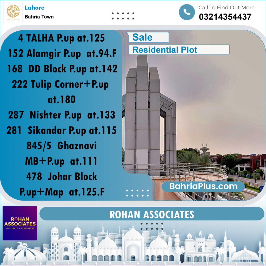 Residential Plot for Sale in Sector F - Talha Block -  Bahria Town, Lahore - (BP-161101)