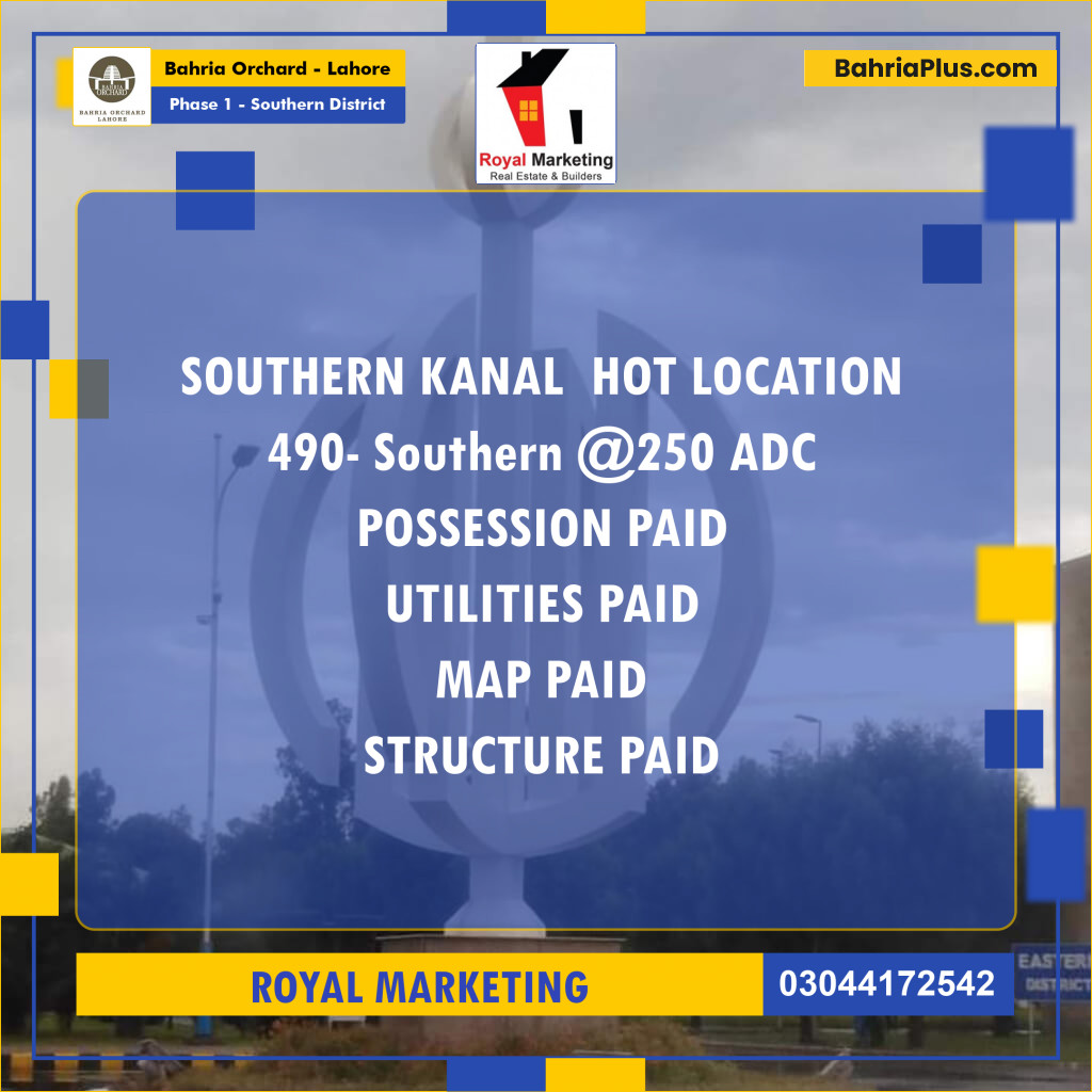 Residential Plot for Sale in Phase 1 - Southern District -  Bahria Orchard, Lahore - (BP-161120)