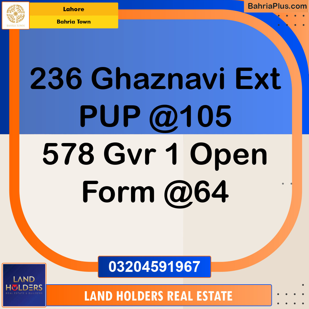 Residential Plot for Sale in Sector F - Ghaznavi Ext. Block -  Bahria Town, Lahore - (BP-161129)