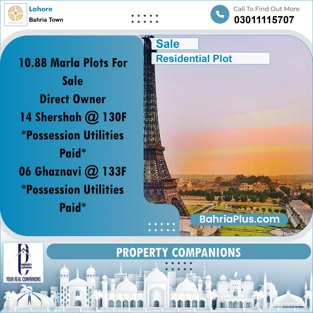 Residential Plot for Sale in Sector F - Shershah Block -  Bahria Town, Lahore - (BP-161134)