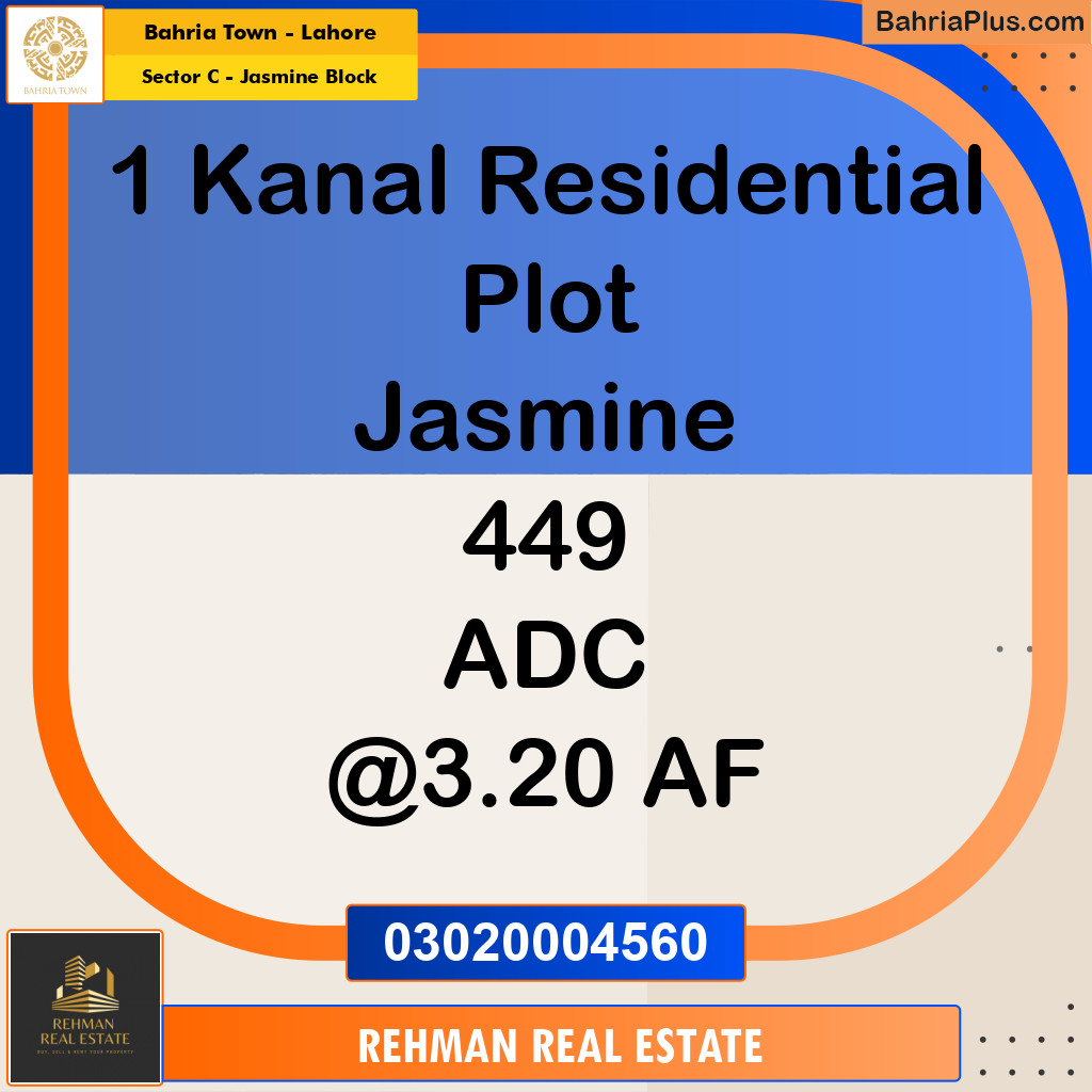 Residential Plot for Sale in Sector C - Jasmine Block -  Bahria Town, Lahore - (BP-161150)