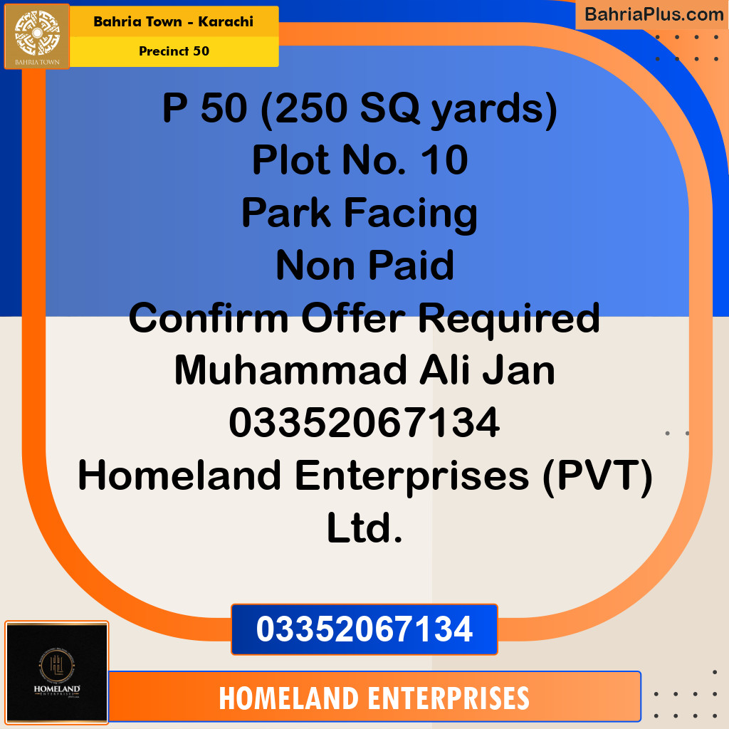 Residential Plot for Sale in Precinct 50 -  Bahria Town, Karachi - (BP-161201)