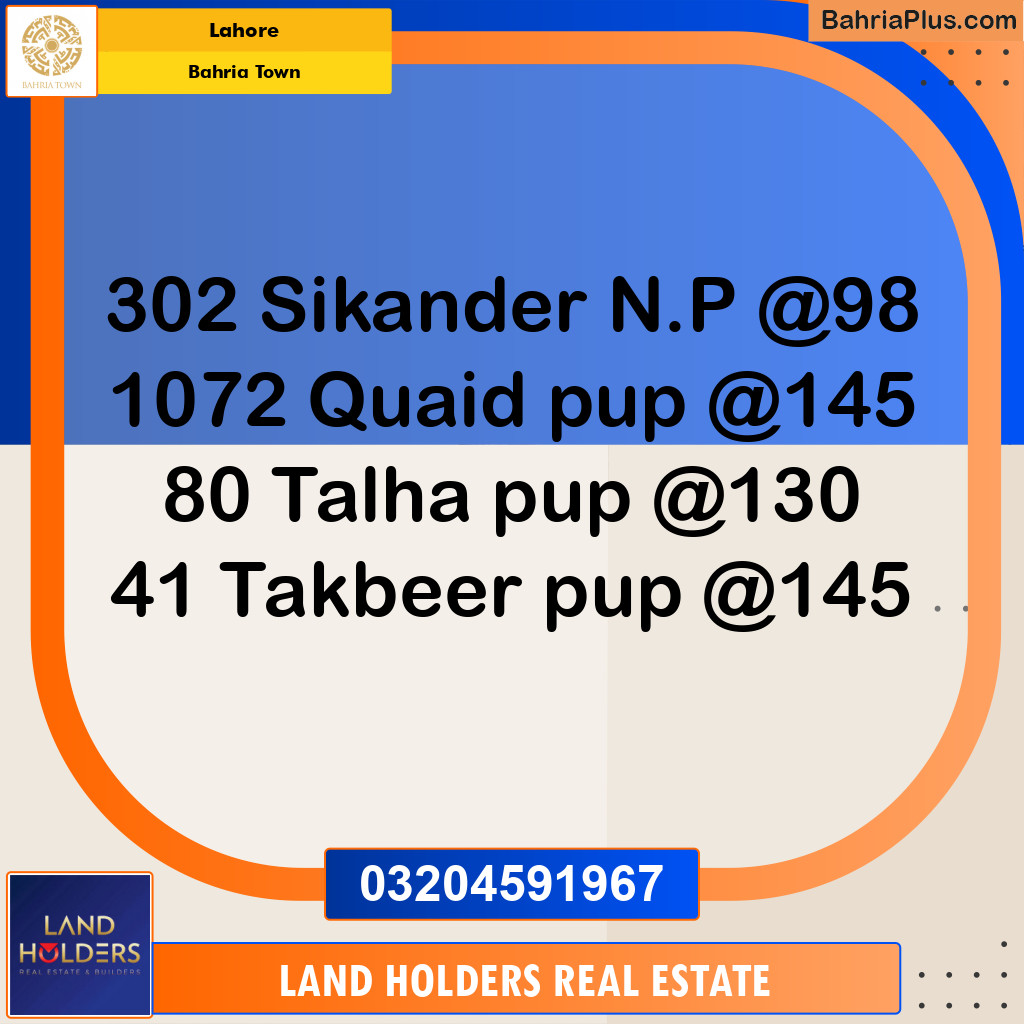 Residential Plot for Sale in Sector F - Sikander Block -  Bahria Town, Lahore - (BP-161283)