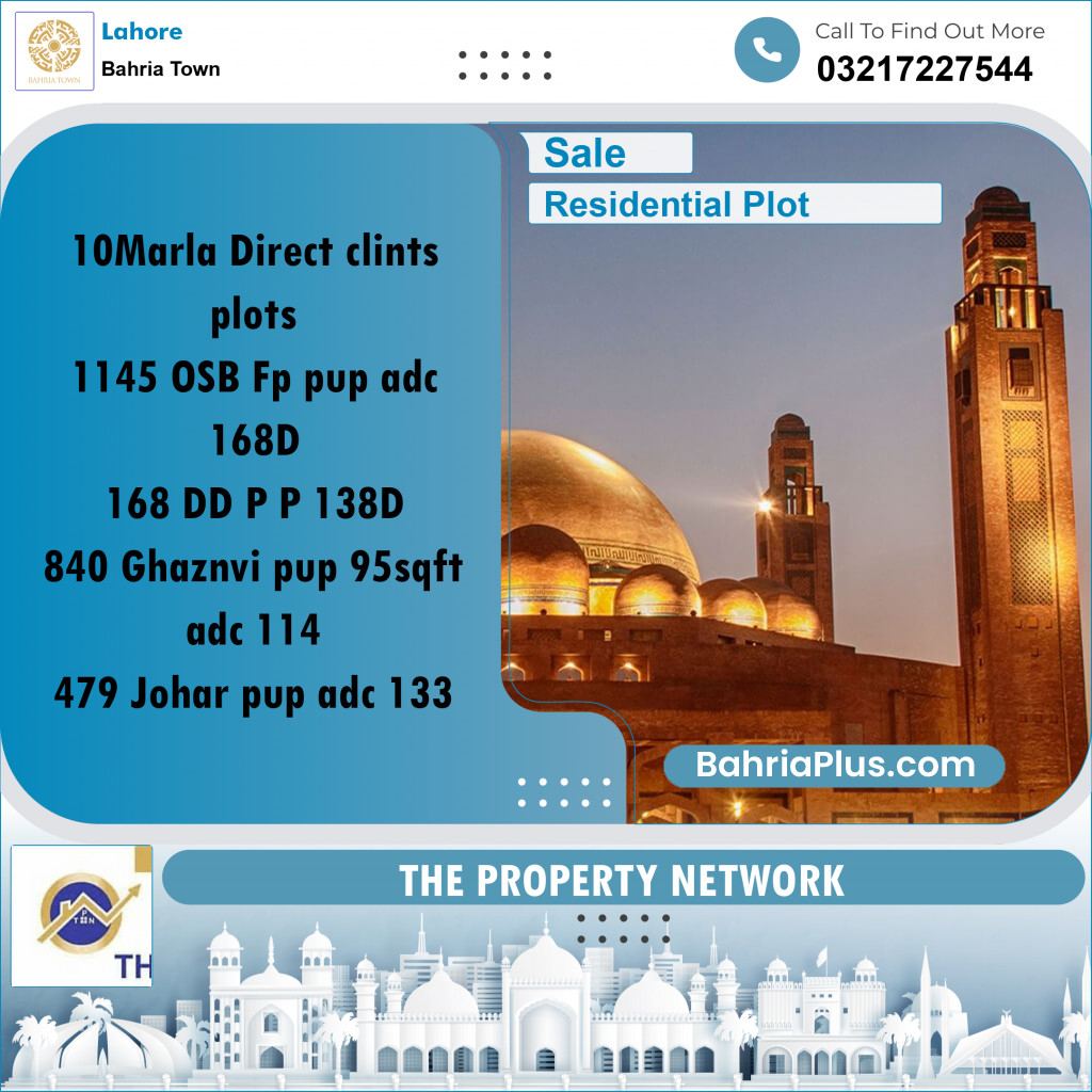 Residential Plot for Sale in Overseas B -  Bahria Town, Lahore - (BP-161296)