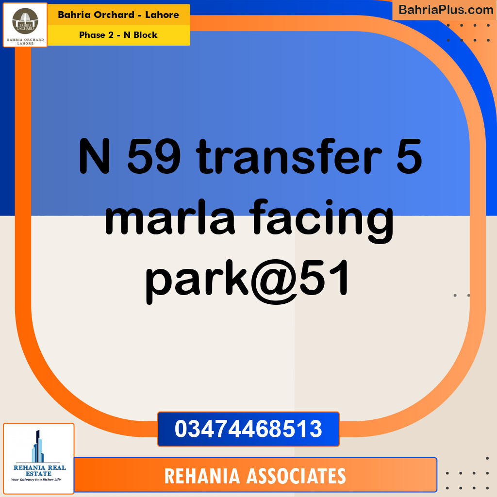 Residential Plot for Sale in Phase 2 - N Block -  Bahria Orchard, Lahore - (BP-161303)