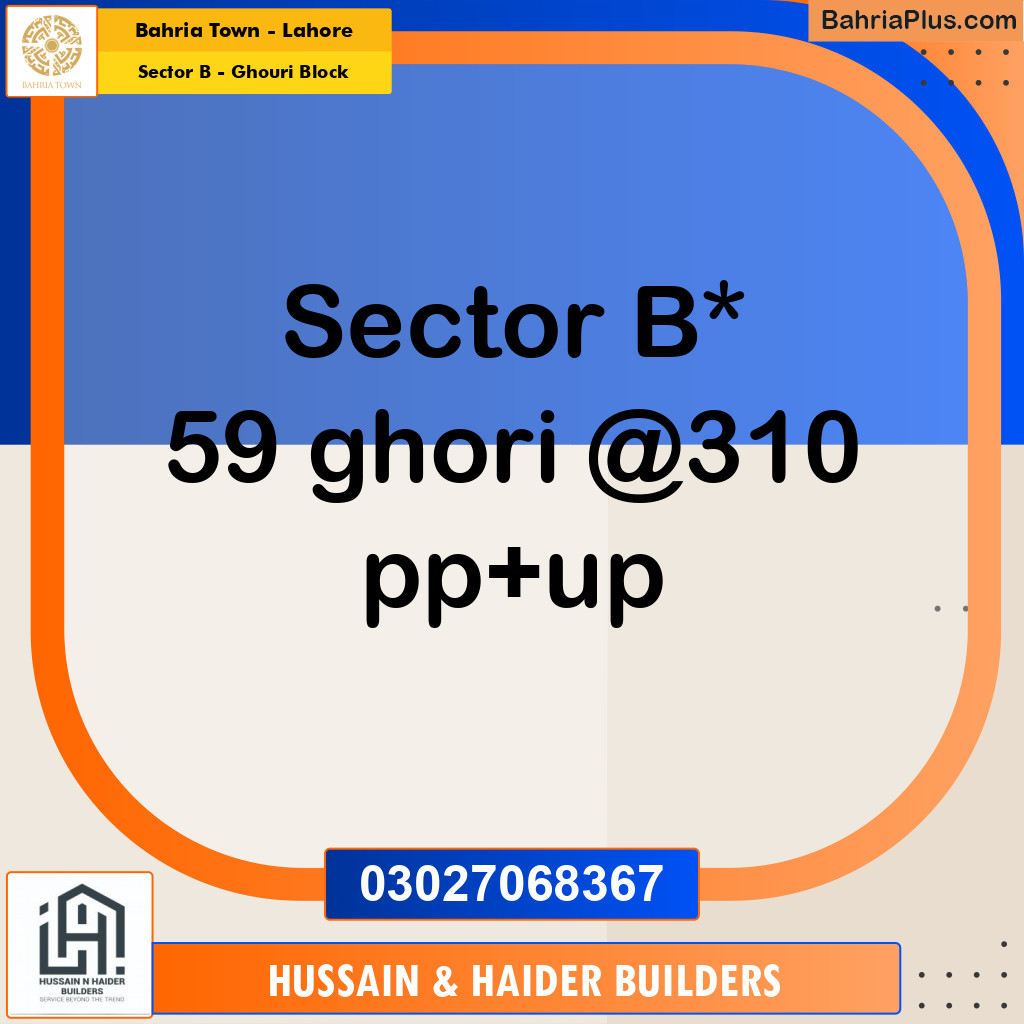 Residential Plot for Sale in Sector B - Ghouri Block -  Bahria Town, Lahore - (BP-161337)