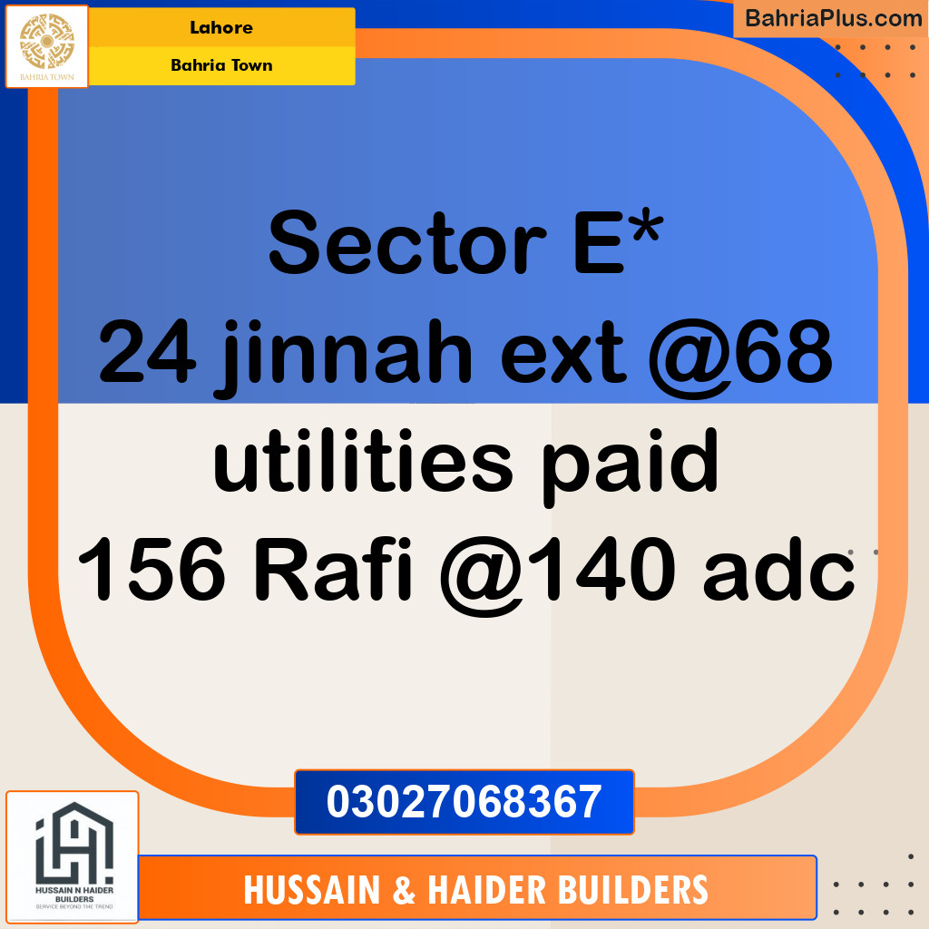 Residential Plot for Sale in Sector E - Jinnah Ext. Block -  Bahria Town, Lahore - (BP-161344)