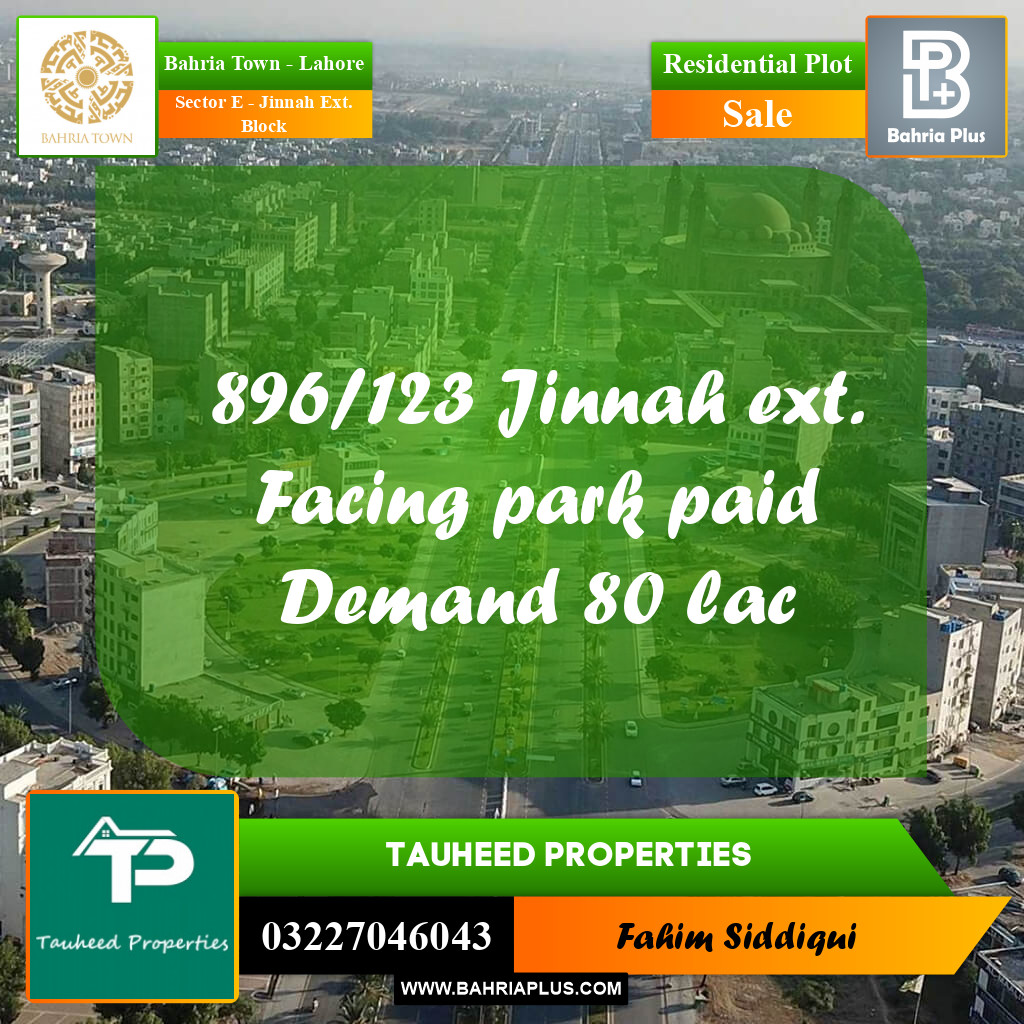 Residential Plot for Sale in Sector E - Jinnah Ext. Block -  Bahria Town, Lahore - (BP-161357)