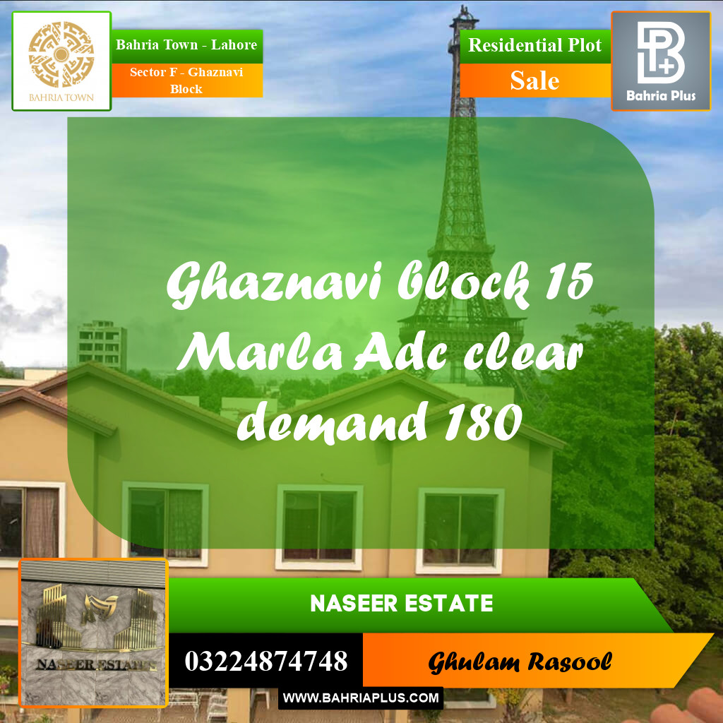 Residential Plot for Sale in Sector F - Ghaznavi Block -  Bahria Town, Lahore - (BP-161360)