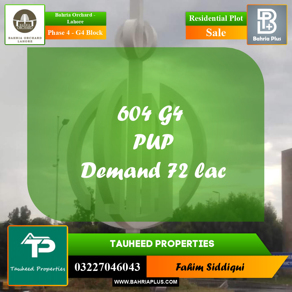Residential Plot for Sale in Phase 4 - G4 Block -  Bahria Orchard, Lahore - (BP-161370)