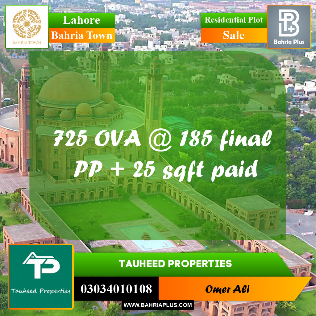 Residential Plot for Sale in Overseas A -  Bahria Town, Lahore - (BP-161380)
