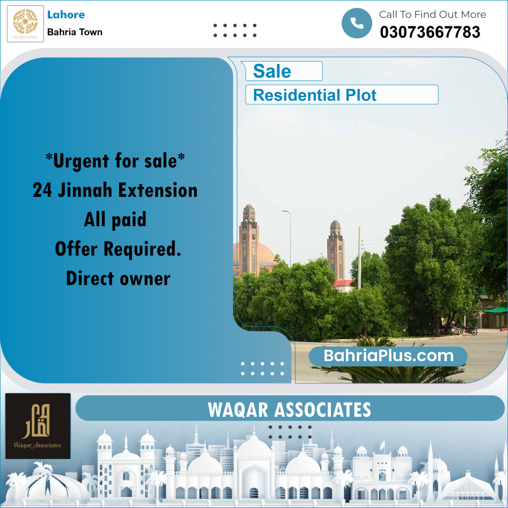 Residential Plot for Sale in Sector E - Jinnah Ext. Block -  Bahria Town, Lahore - (BP-161422)