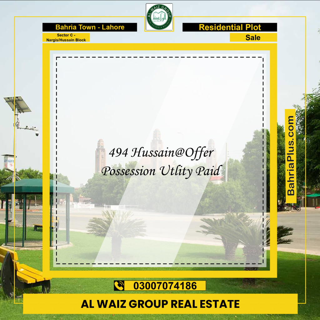 Residential Plot for Sale in Sector C - Nargis/Hussain Block -  Bahria Town, Lahore - (BP-161423)