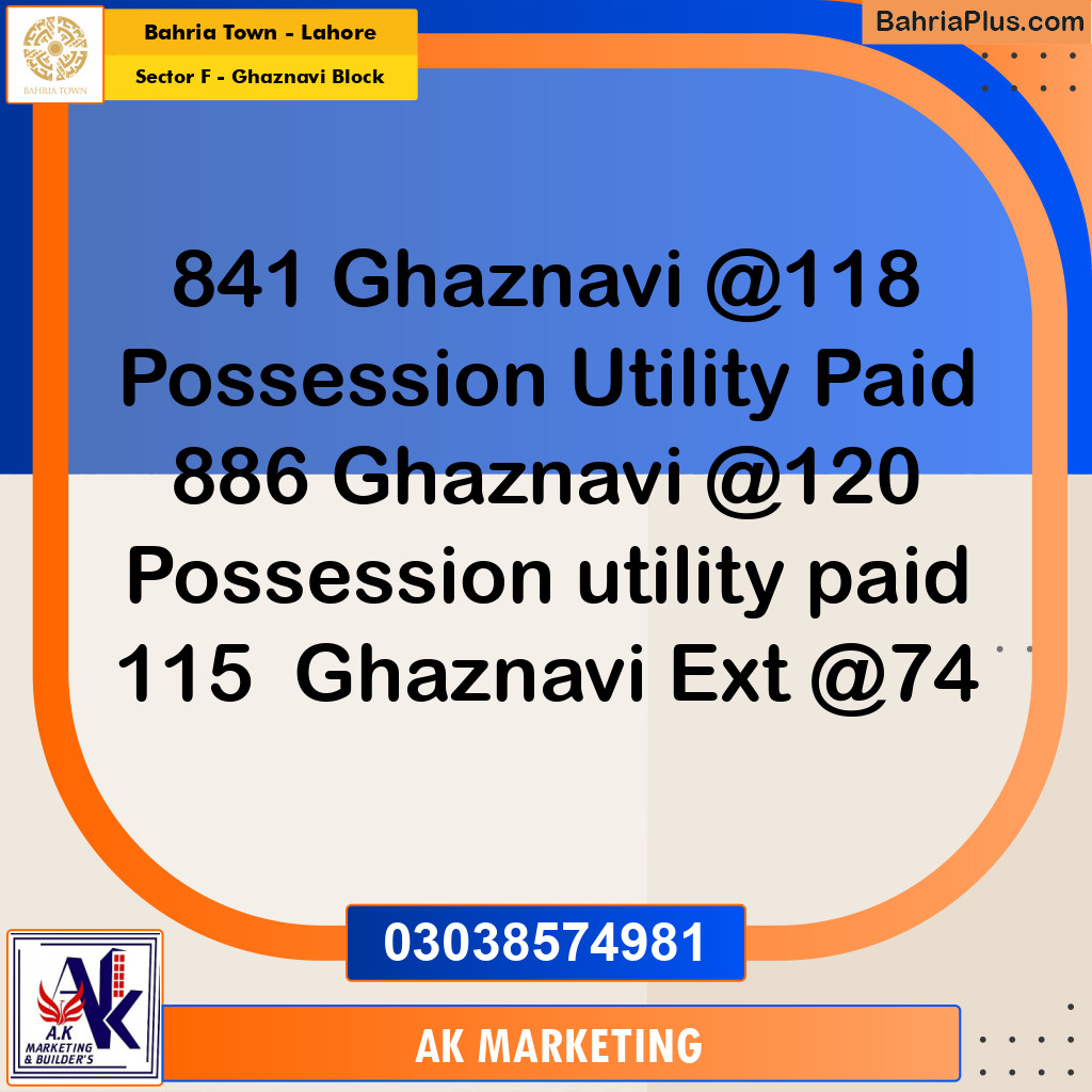 Residential Plot for Sale in Sector F - Ghaznavi Block -  Bahria Town, Lahore - (BP-161426)