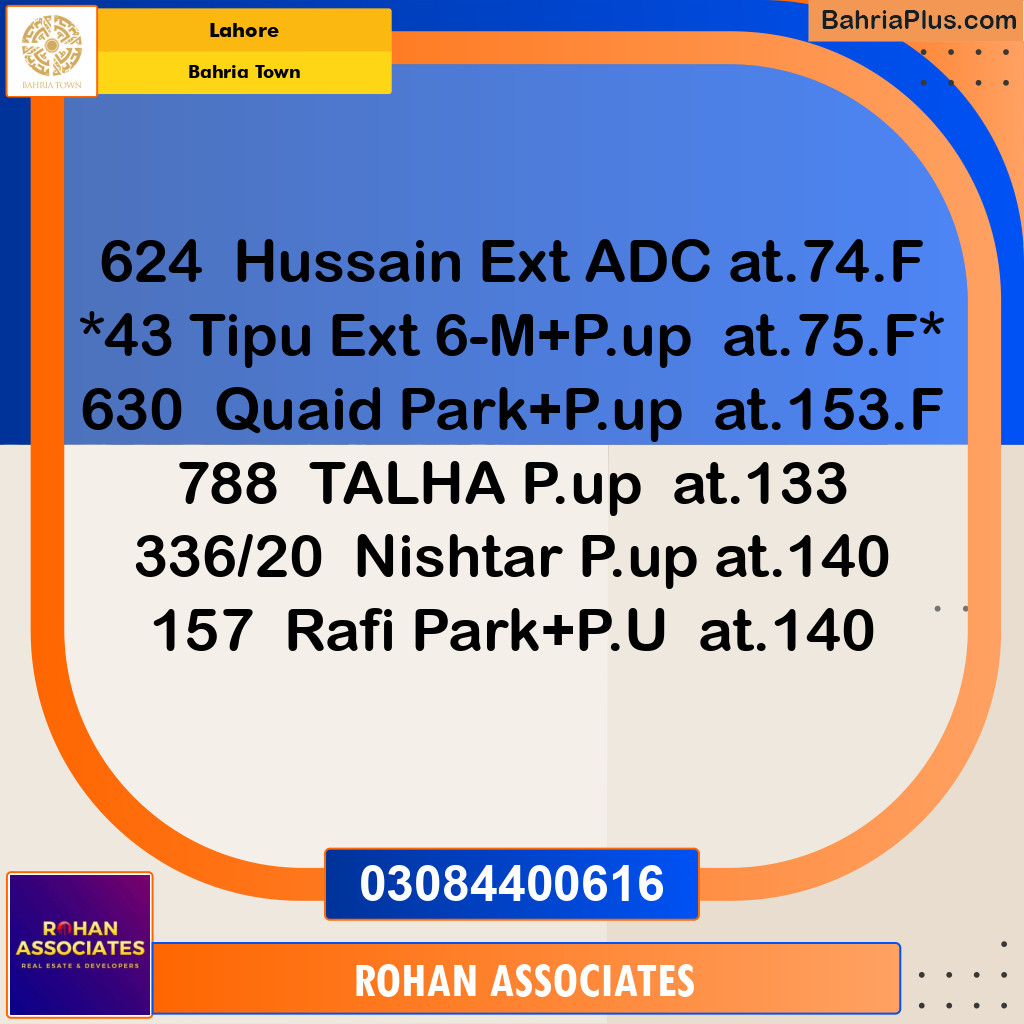 Residential Plot for Sale in Sector C - Nargis/Hussain Ext. -  Bahria Town, Lahore - (BP-161436)