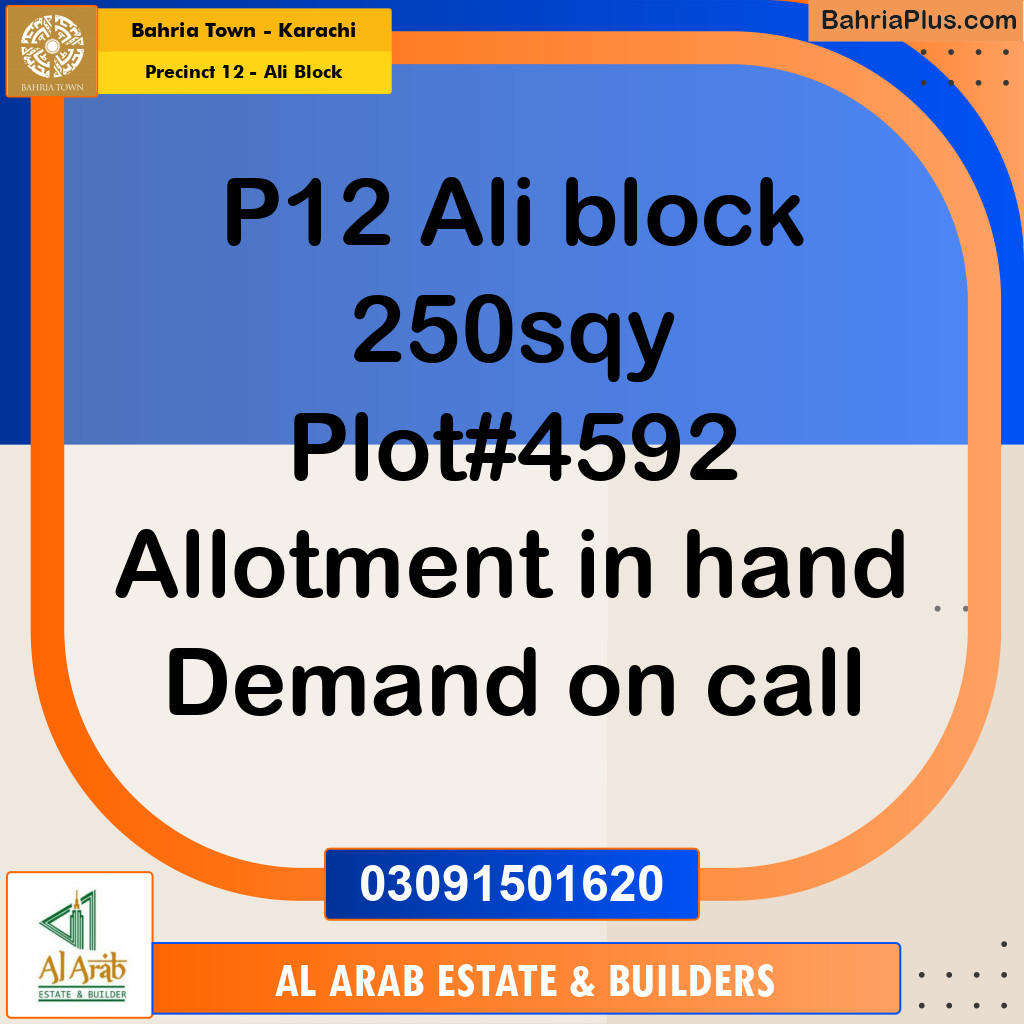 125 Sq. Yards Residential Plot for Sale in Precinct 12 - Ali Block -  Bahria Town, Karachi - (BP-161450)