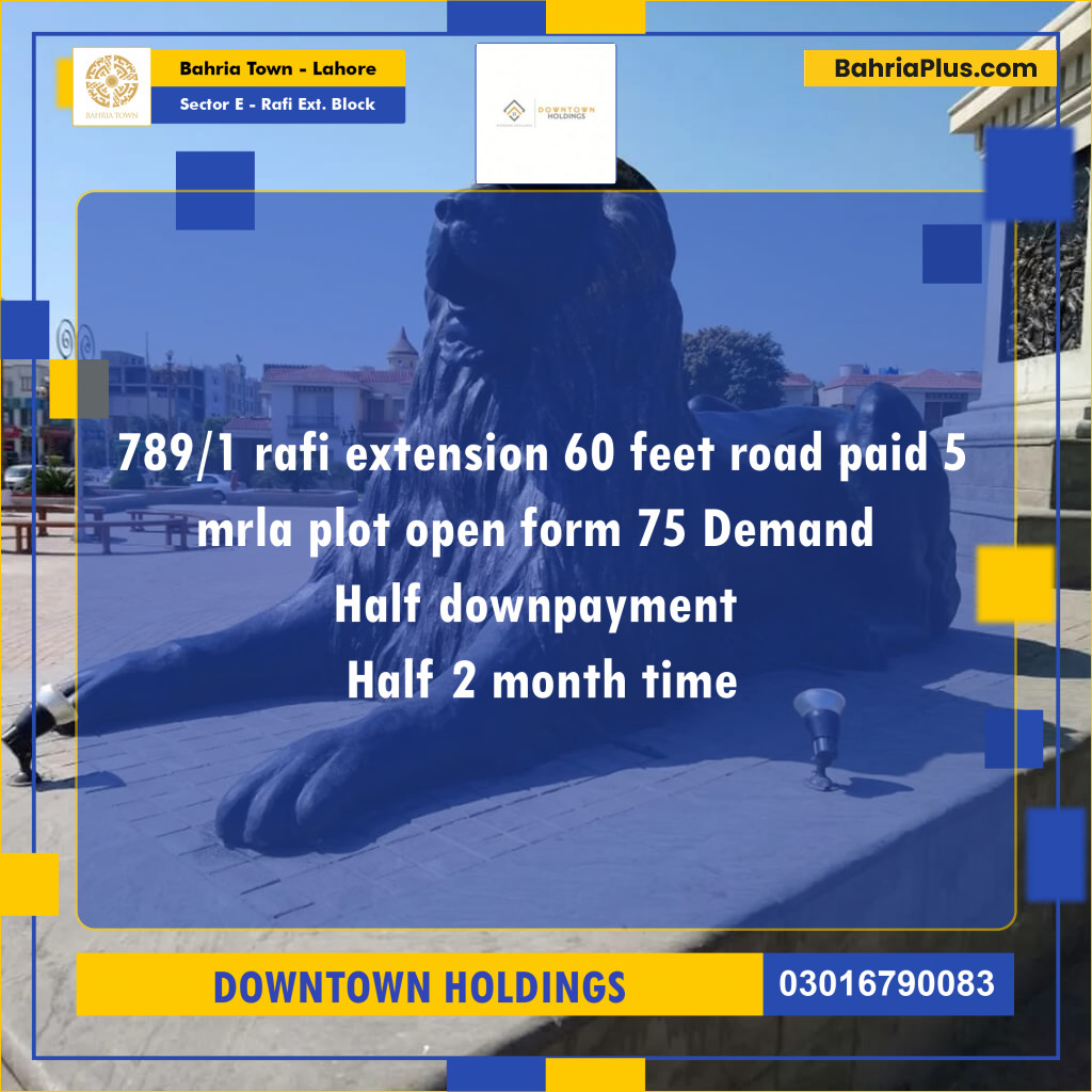 Residential Plot for Sale in Sector E - Rafi Ext. Block -  Bahria Town, Lahore - (BP-161479)