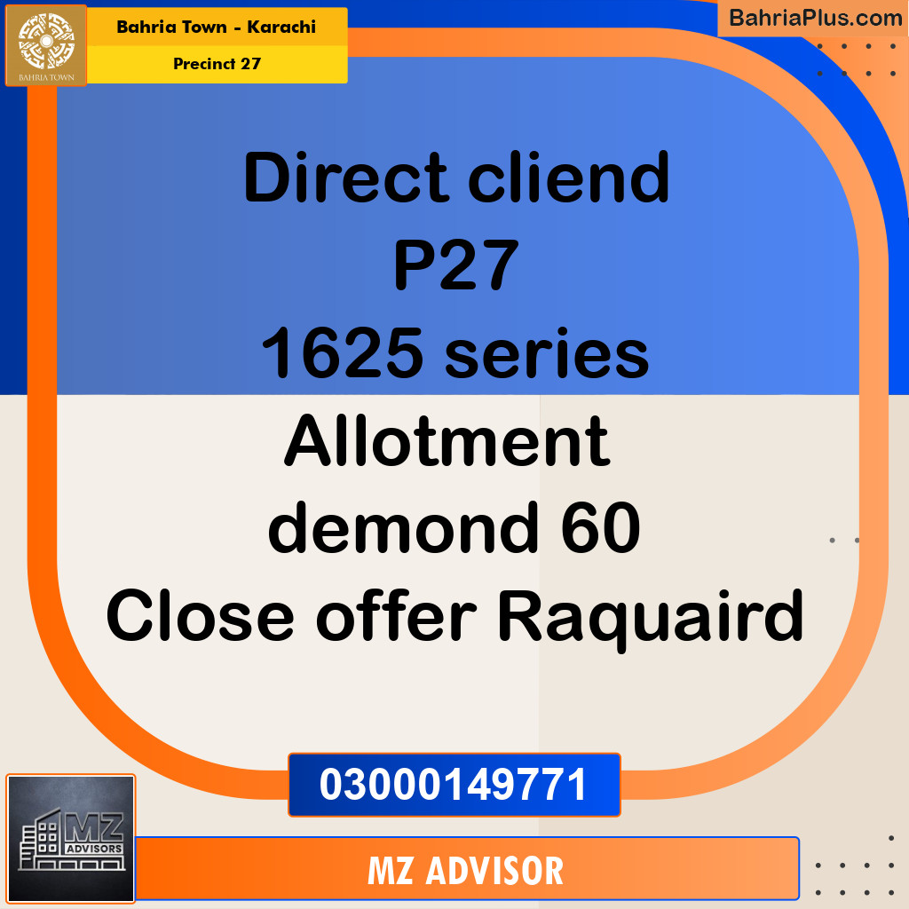 Residential Plot for Sale in Precinct 27 -  Bahria Town, Karachi - (BP-161508)