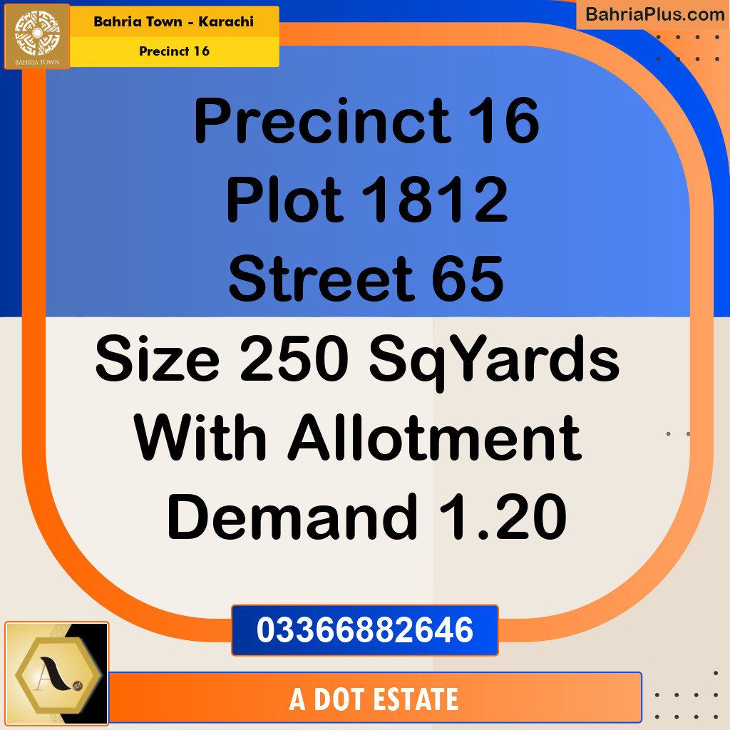 250 Sq. Yards Residential Plot for Sale in Precinct 16 -  Bahria Town, Karachi - (BP-161567)