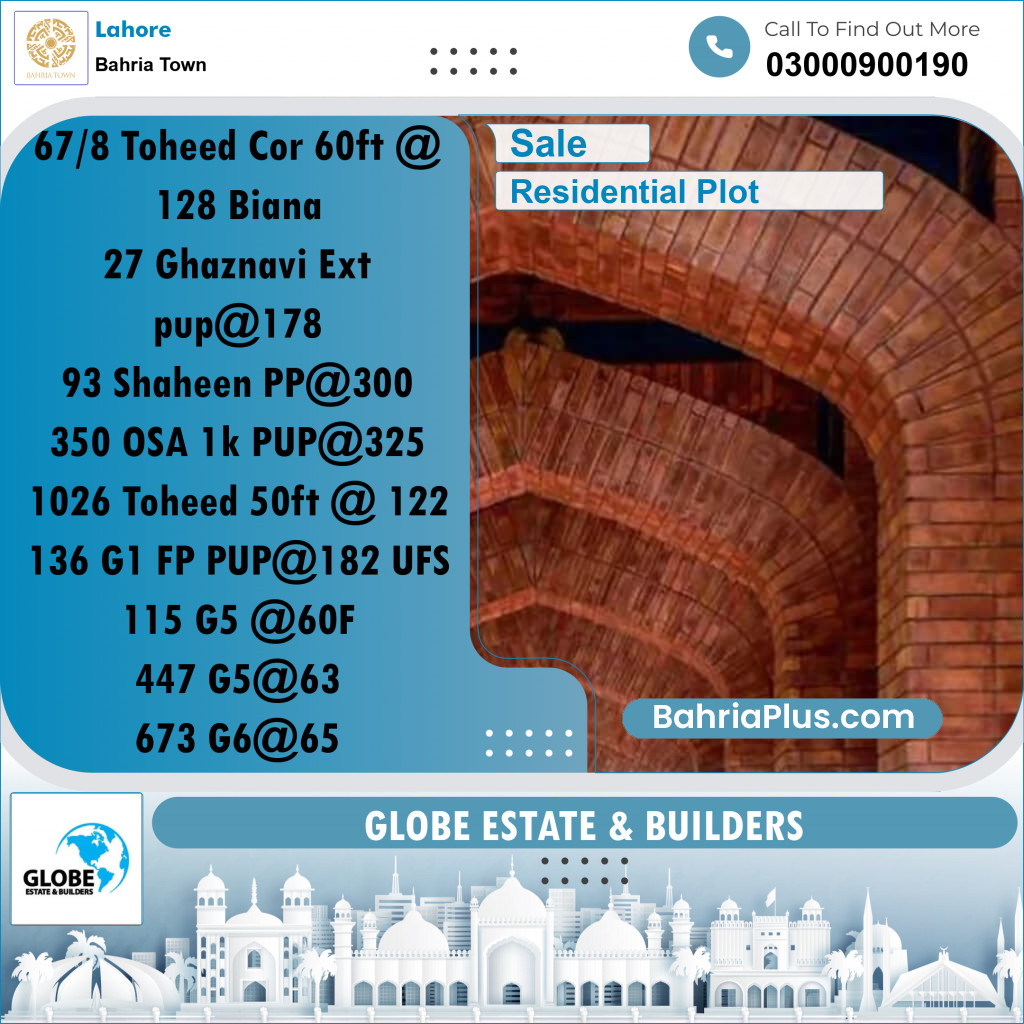 Residential Plot for Sale in Sector F - Tauheed Block -  Bahria Town, Lahore - (BP-161579)