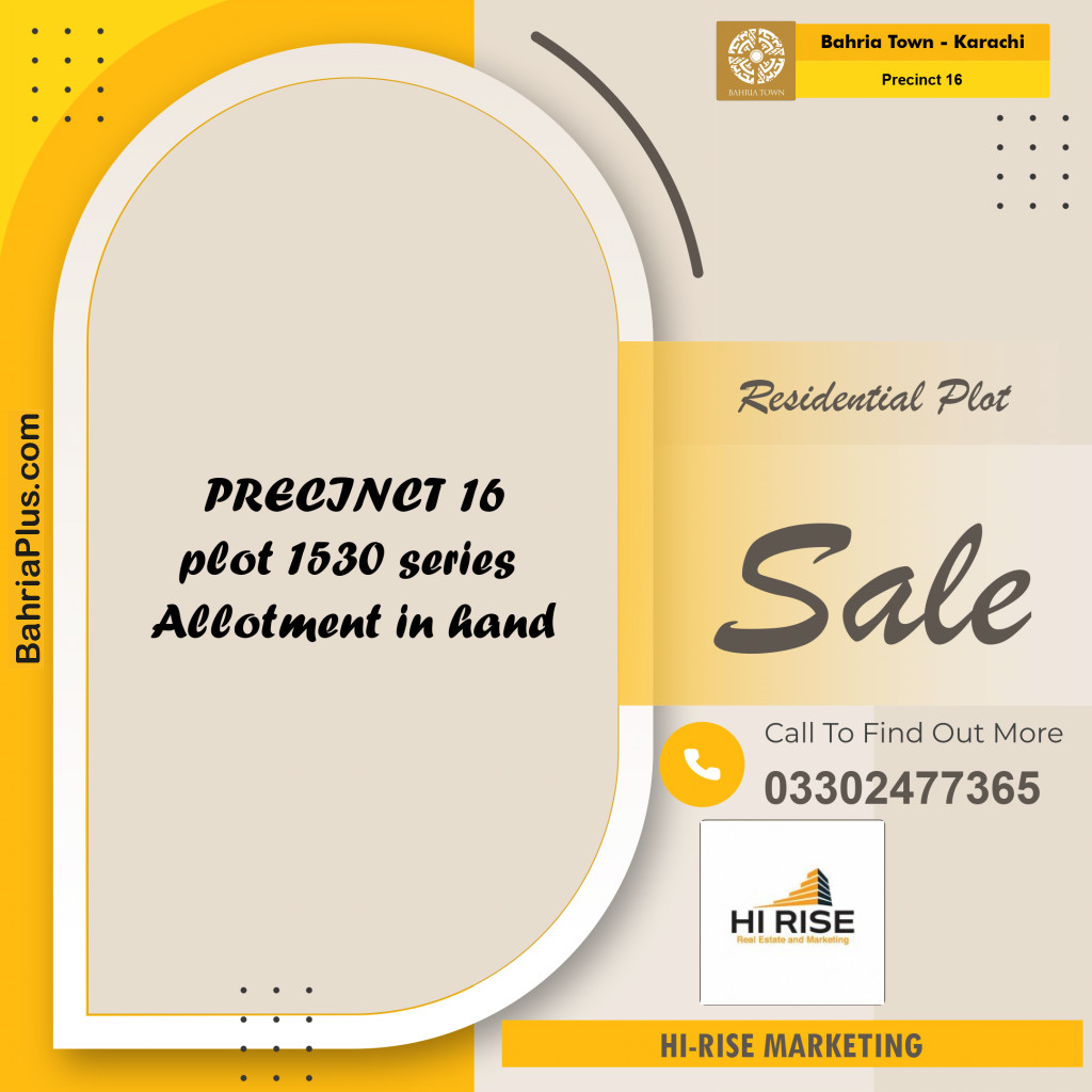 250 Sq. Yards Residential Plot for Sale in Precinct 16 -  Bahria Town, Karachi - (BP-161585)