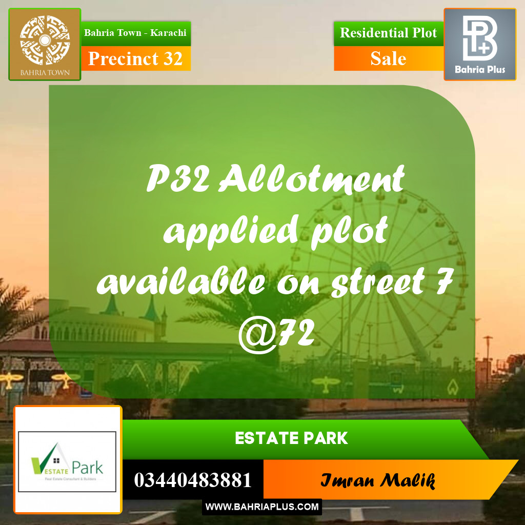 250 Sq. Yards Residential Plot for Sale in Precinct 32 -  Bahria Town, Karachi - (BP-161650)