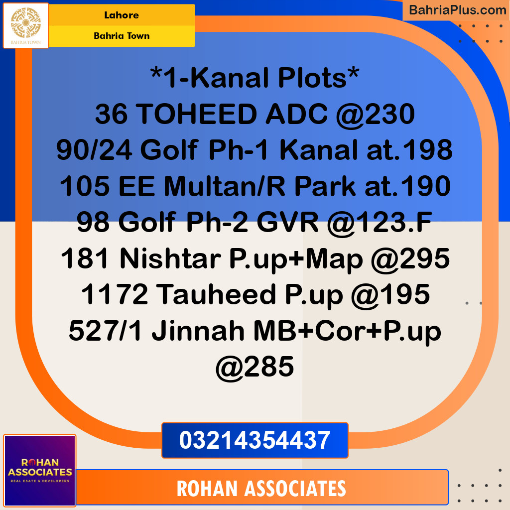 Residential Plot for Sale in Golf Phase 1 -  Bahria Town, Lahore - (BP-161652)