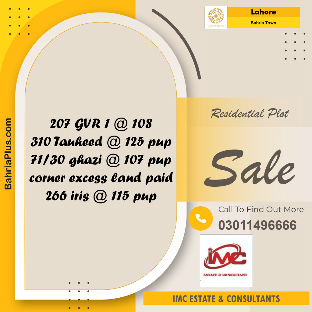 Residential Plot for Sale in Golf Phase 1 -  Bahria Town, Lahore - (BP-161674)