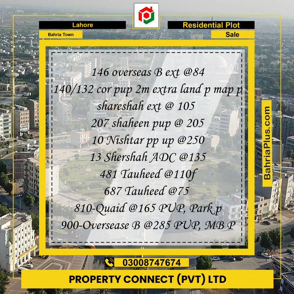 Residential Plot for Sale in Overseas B Ext -  Bahria Town, Lahore - (BP-161680)