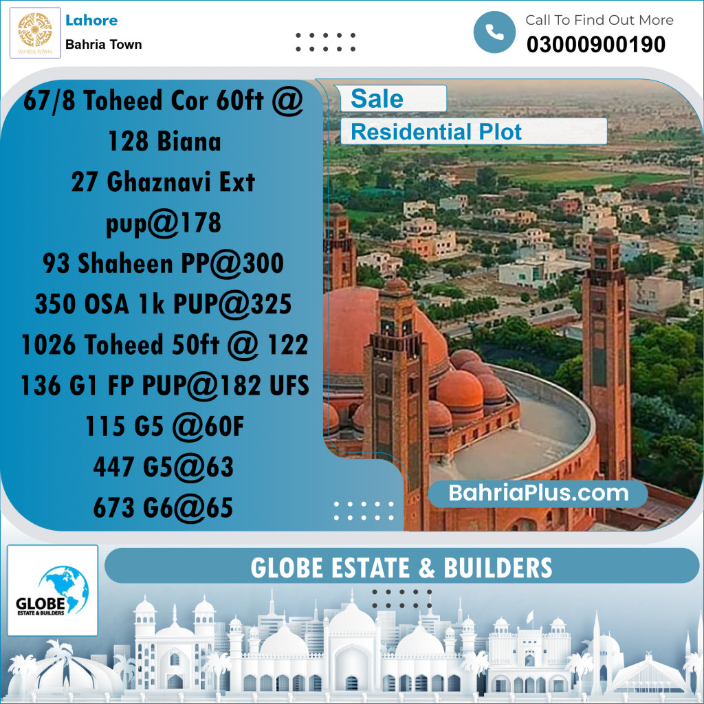 Residential Plot for Sale in Sector F - Ghaznavi Ext. Block -  Bahria Town, Lahore - (BP-161692)