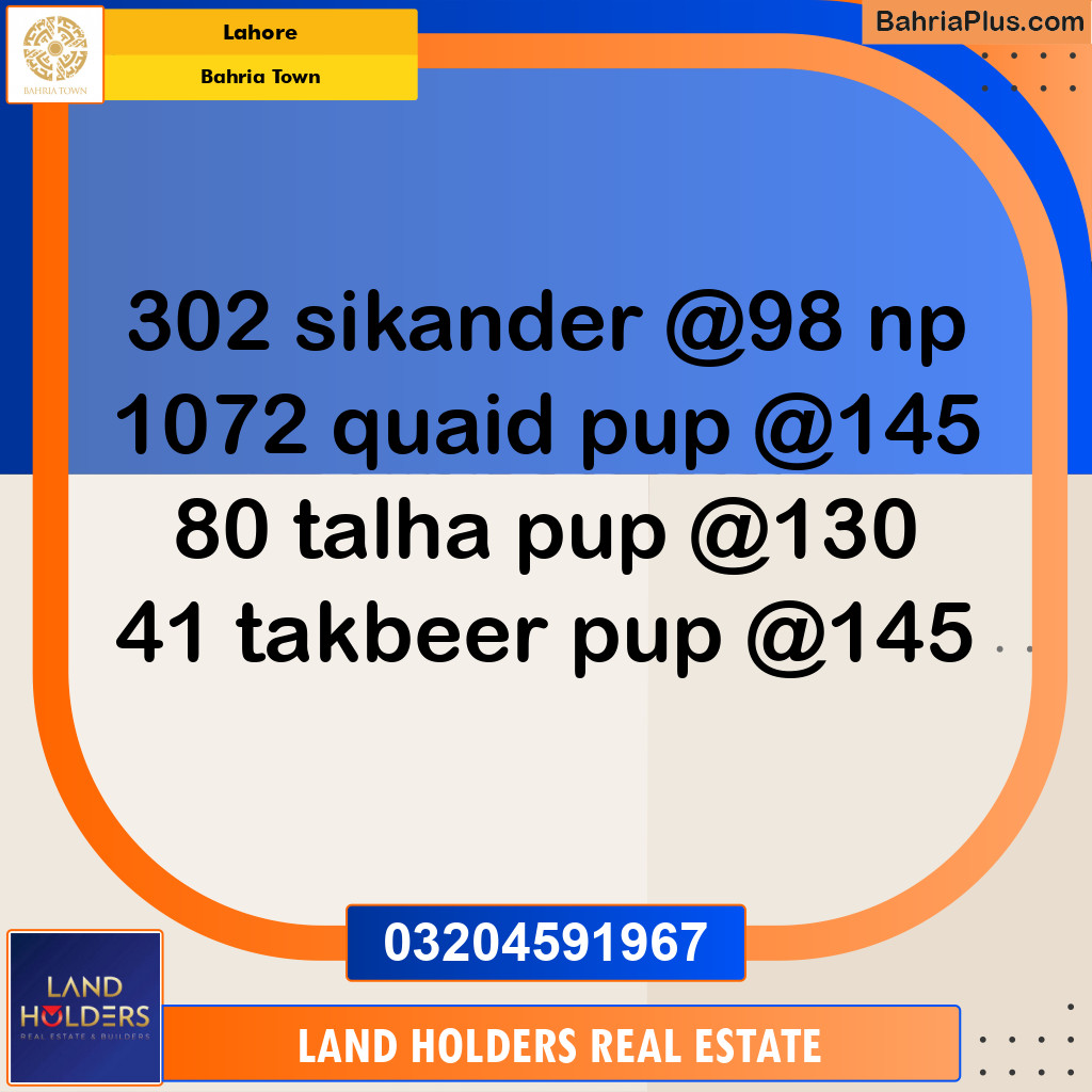 Residential Plot for Sale in Sector F - Sikander Block -  Bahria Town, Lahore - (BP-161719)
